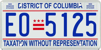 DC license plate EO5125