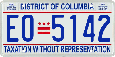 DC license plate EO5142