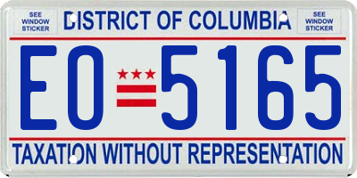 DC license plate EO5165
