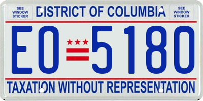 DC license plate EO5180