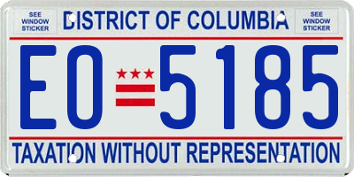 DC license plate EO5185
