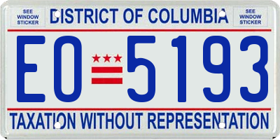 DC license plate EO5193