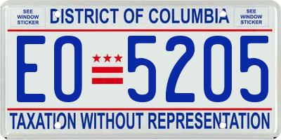DC license plate EO5205