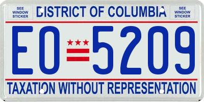 DC license plate EO5209