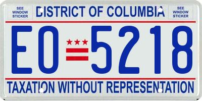 DC license plate EO5218