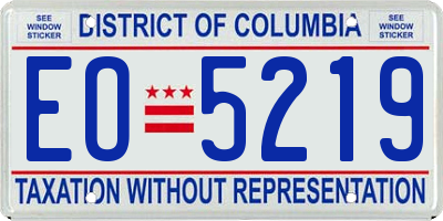 DC license plate EO5219