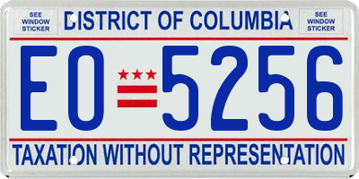 DC license plate EO5256