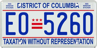 DC license plate EO5260
