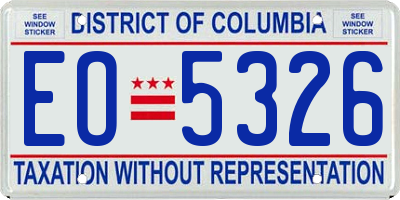 DC license plate EO5326