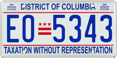 DC license plate EO5343