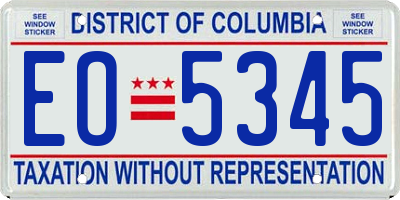 DC license plate EO5345