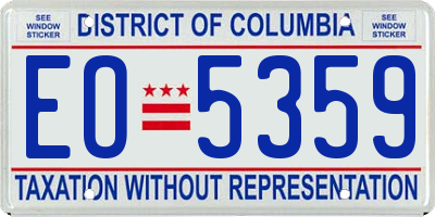 DC license plate EO5359
