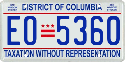 DC license plate EO5360