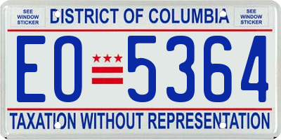 DC license plate EO5364