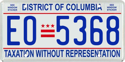 DC license plate EO5368