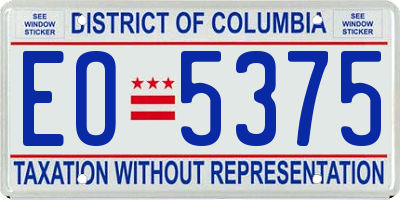 DC license plate EO5375