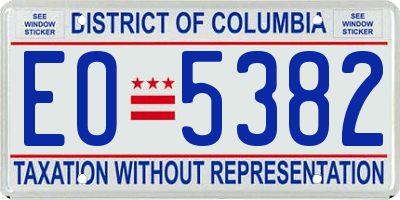 DC license plate EO5382