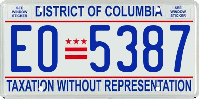 DC license plate EO5387