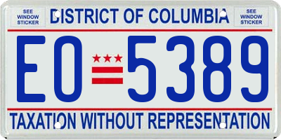DC license plate EO5389