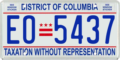 DC license plate EO5437