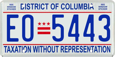 DC license plate EO5443