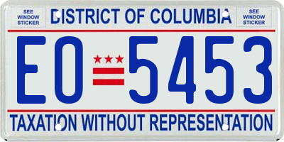DC license plate EO5453