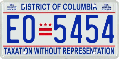 DC license plate EO5454