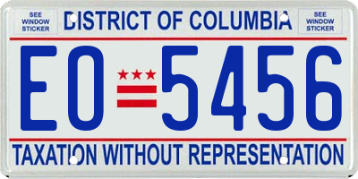 DC license plate EO5456