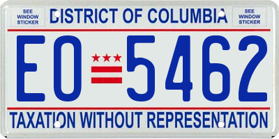 DC license plate EO5462