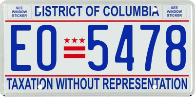 DC license plate EO5478