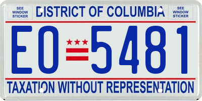 DC license plate EO5481