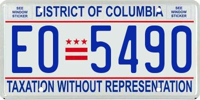 DC license plate EO5490