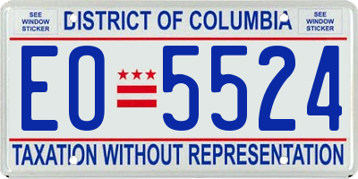 DC license plate EO5524