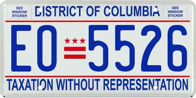 DC license plate EO5526