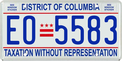 DC license plate EO5583