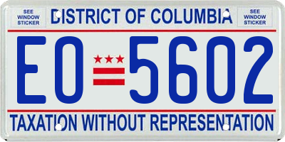 DC license plate EO5602