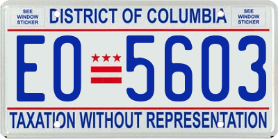 DC license plate EO5603