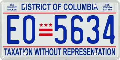 DC license plate EO5634