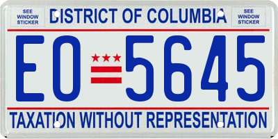 DC license plate EO5645