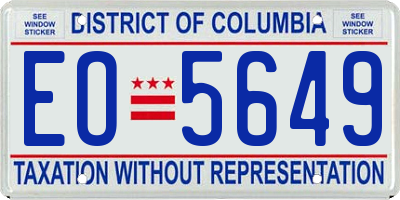 DC license plate EO5649