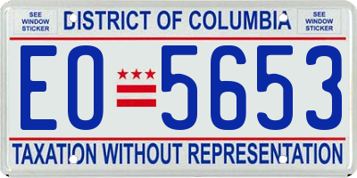 DC license plate EO5653