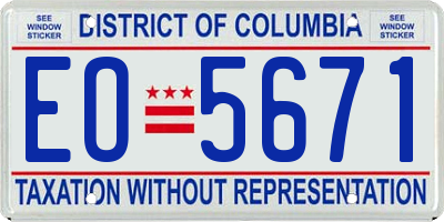 DC license plate EO5671