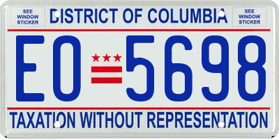 DC license plate EO5698