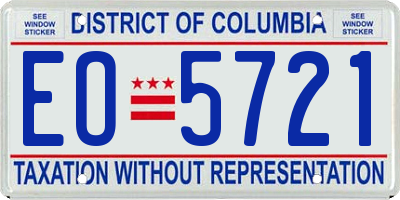 DC license plate EO5721