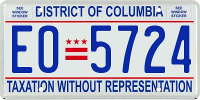 DC license plate EO5724