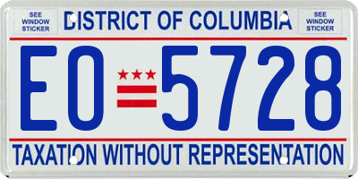 DC license plate EO5728