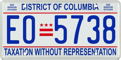 DC license plate EO5738
