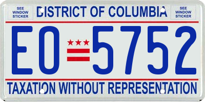 DC license plate EO5752