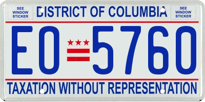 DC license plate EO5760
