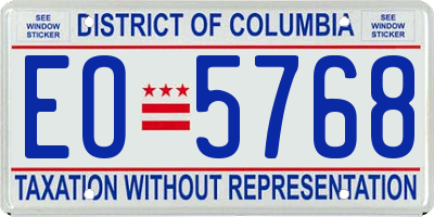 DC license plate EO5768
